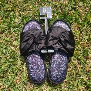 INC Satin Black KNOTTED Slippers